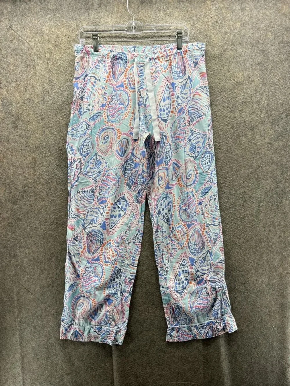 Lilly Pulitzer Pants Women Large Multicolor Paisley Twill Capri Crop Lightweight